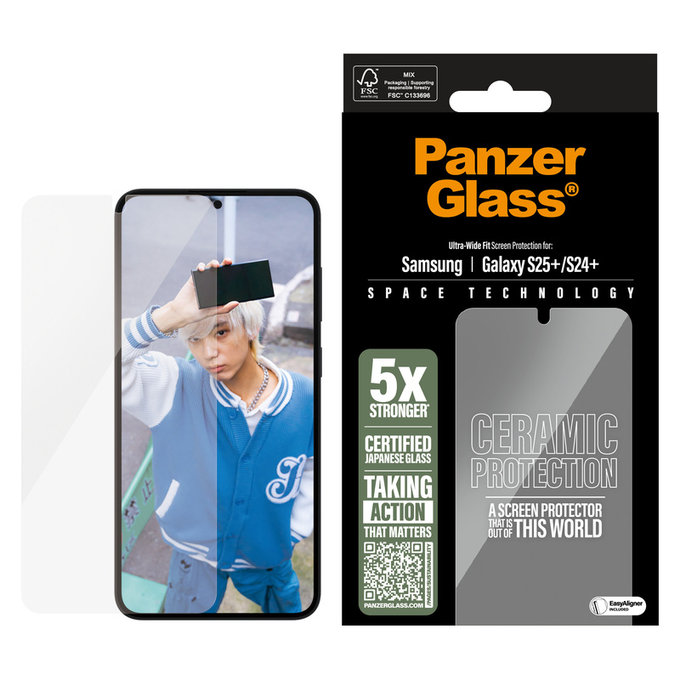 Panzerglas UWF Ceramic mit Applikator für Samsung Galaxy S25+, Klar, PanzerGlass