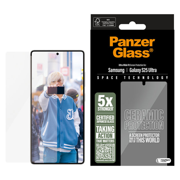 Panzerglas UWF Ceramic mit Applikator für Samsung Galaxy S25 Ultra, Klar, PanzerGlass