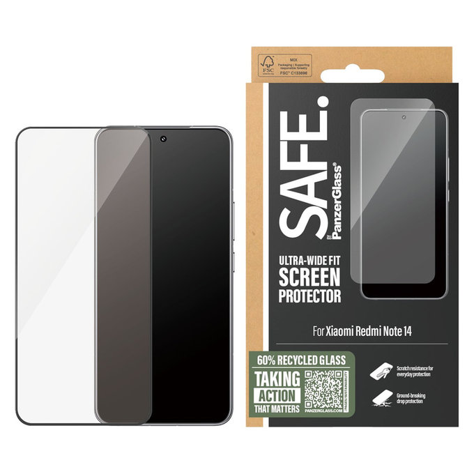 Panzerglas UWF für Xiaomi Redmi Note 14, Schwarz, SAFE by PanzerGlass