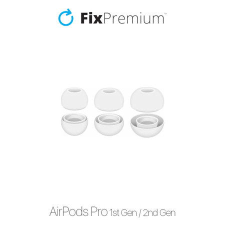 FixPremium - Ohrstöpsel für AirPods Pro - Set 3Stk (L, S, XS), weiß