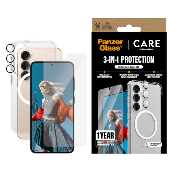 Bundle 3-in-1 für Samsung Galaxy S25, PanzerGlass