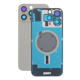 Apple iPhone 16 Pro Max - Rückgehäuseglas + Kameraglas + Metallplatte + Magsafe-Magnet (Natural Titanium)