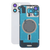 Apple iPhone 16 Pro Max - Rückgehäuseglas + Kameraglas + Metallplatte + Magsafe-Magnet (White Titanium)