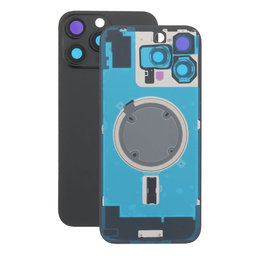 Apple iPhone 16 Pro Max - Rückgehäuseglas + Kameraglas + Metallplatte + Magsafe-Magnet (Black Titanium)