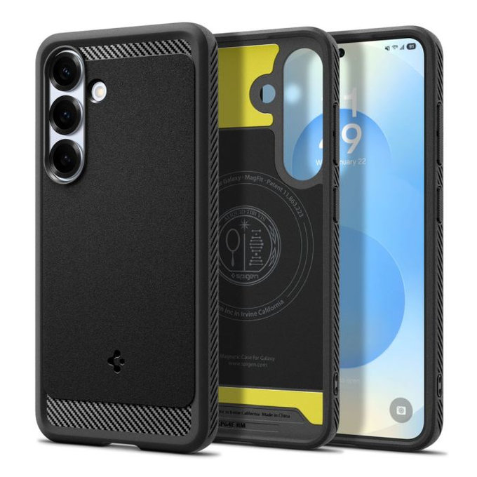 Spigen - Hülle Rugged Armor mit MagSafe für Samsung Galaxy S25, Matte Black