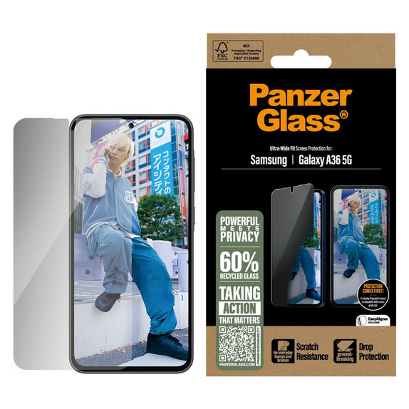 Panzerglas UWF Privacy für Samsung Galaxy A36 5G, Klar, PanzerGlass