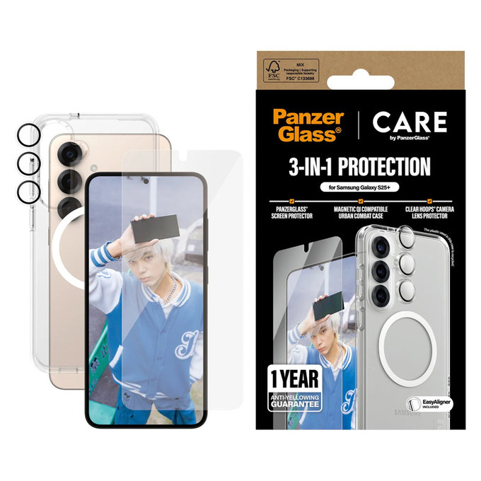 Bundle 3-in-1 für Samsung Galaxy S25+, PanzerGlass
