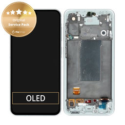 Samsung Galaxy A56 A566E - LCD Display + Touchscreen Front Glas + Rahmen (Awesome Lightgray) - GH82-36829B Genuine Service Pack