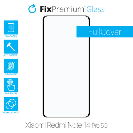 FixPremium FullCover Glass - Gehärtetes Glas für Xiaomi Redmi Note 14 Pro 5G 24090RA29G