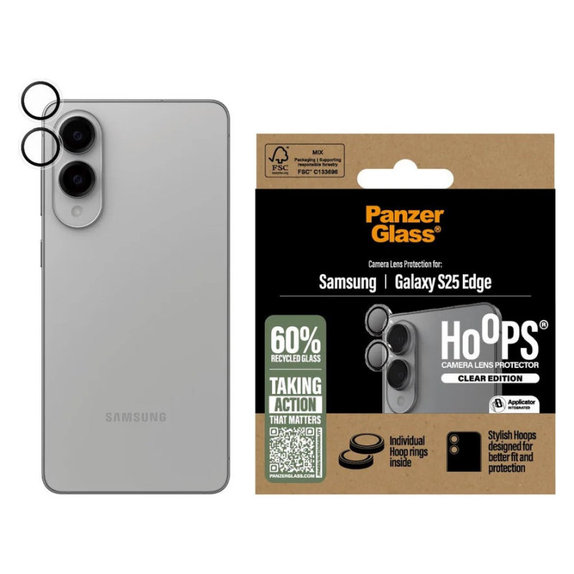 Kameralinsenschutz Hoops für Samsung S25 Edge, Transparent, PanzerGlass