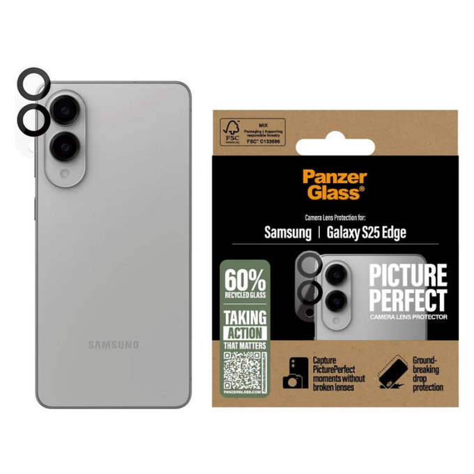 Kameralinsenschutz PicturePerfect für Samsung S25 Edge, Schwarz, PanzerGlass