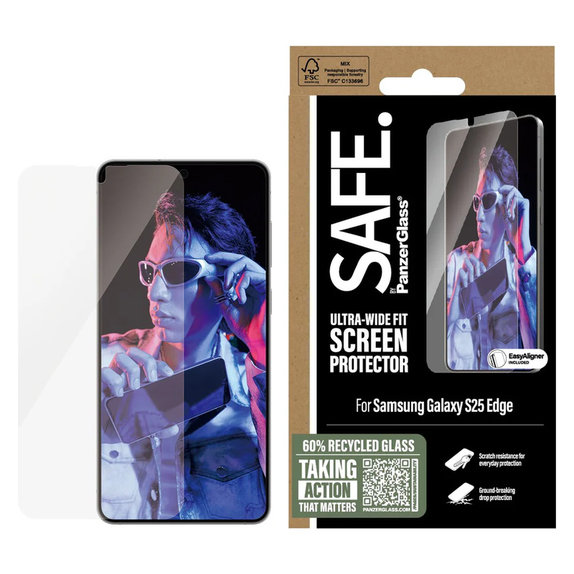 Panzerglas UWF mit Applikator für Samsung Galaxy S25 Edge, Klar, SAFE by PanzerGlass