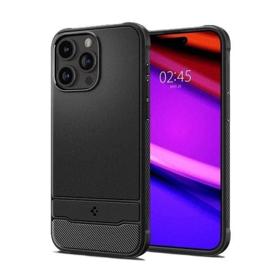 Spigen - Hülle Rugged Armor MagSafe für iPhone 15 Pro, Matte Black