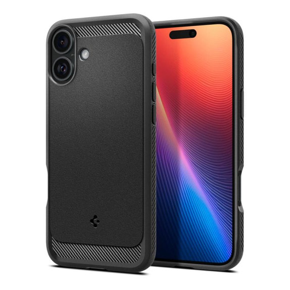 Spigen - Hülle Rugged Armor MagSafe für iPhone 16, Matte Black