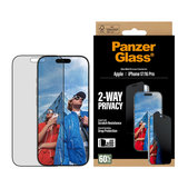 UWF 2-Way Privacy Panzerglas mit Fastfit für iPhone 17/16 Pro, Schwarz, PanzerGlass