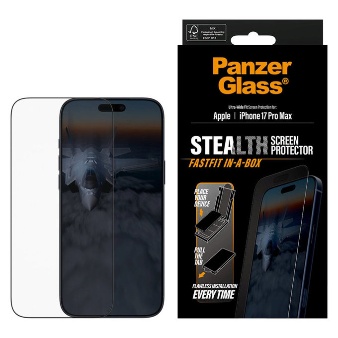 Schutzglas UWF Stealth mit Fastfit für iPhone 17 Pro Max, Schwarz, PanzerGlass
