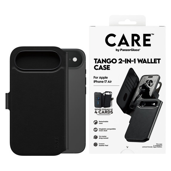 Hülle Wallet Tango Two-In-One mit MagSAFE by PanzerGlass für iPhone Air, Schwarz, PanzerGlass