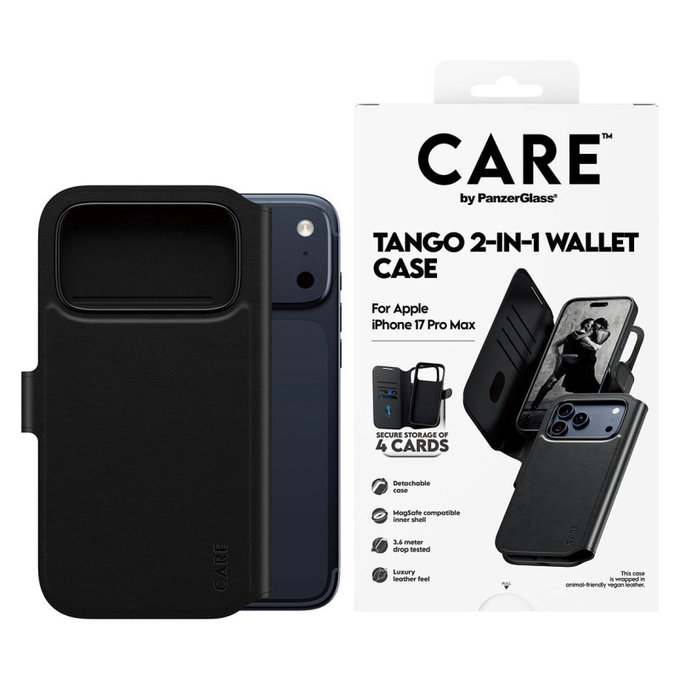 Hülle Wallet Tango Two-In-One mit MagSafe für iPhone 17 Pro Max, schwarz, PanzerGlass