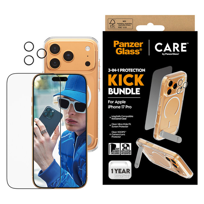 Bundle 3-in-1 Kick für iPhone 17 Pro, PanzerGlass