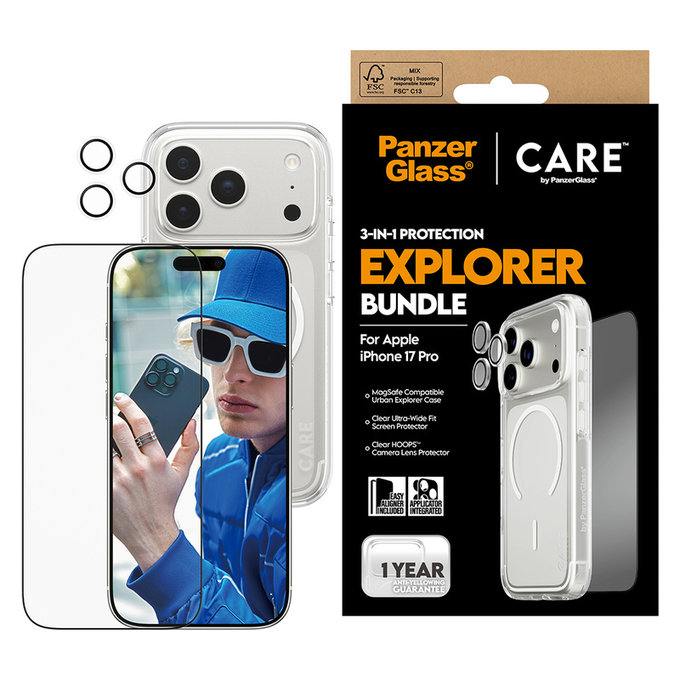 Bundle 3-in-1 Explorer für iPhone 17 Pro, PanzerGlass