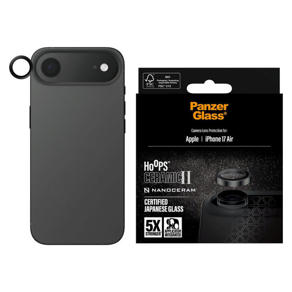Kameralinsenschutz Hoops Ceramic II für iPhone 17 Air, Schwarz, PanzerGlass