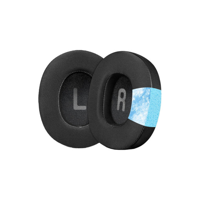 Ersatz-Ohrpolster für JBL Tune 700BT, 710BT, Memory-Schaumstoff + Leder + Textil, Schwarz, Kühlgel, 1 Paar