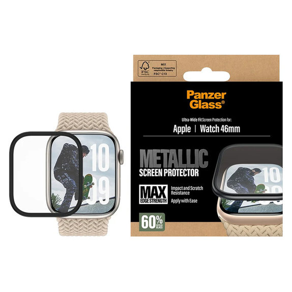 Panzerglas UWF METALLIC für Apple Watch 11/10 46 mm, Schwarz, PanzerGlass