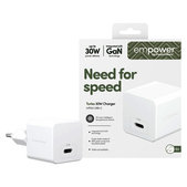 Reiseadapter Grand Prix USB-C, GaN, 30 W PD, silberweiß, empower