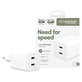 Reiseadapter Grand Prix 2x USB-C, GaN, 45 W PD, Silberweiß, empower