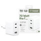 Reiseadapter Grand Prix 2x USB-C/USB-A, GaN, 70 W PD, Silberweiß, empower