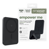 Kabellose PowerBank 5000 mAh mit drehbarem Ständer, 20 W, kompatibel mit MagSafe, Qi2/USB-C, Space Black, empower