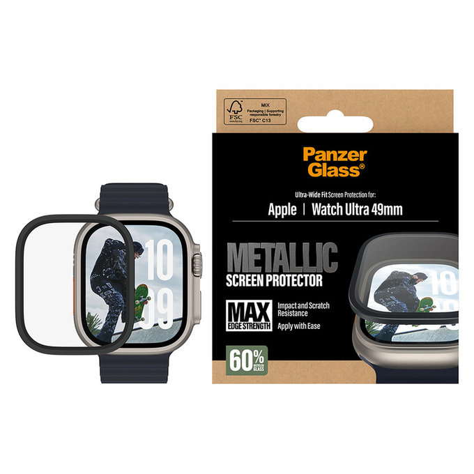 Panzerglas UWF METALLIC für Apple Watch Ultra 49 mm, Schwarz, PanzerGlass