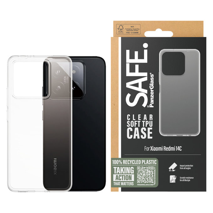 Hülle TPU für Xiaomi Redmi 14C, Transparent, SAFE by PanzerGlass