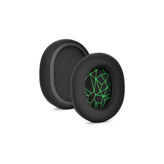 Ersatz-Ohrpolster für SteelSeries Arctis 3, 5, 7, 9 Pro, Memory-Schaumstoff + Textil, Schwarz / Grün, 1 Paar