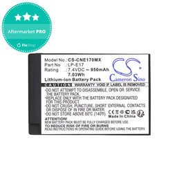 Akku batterie für Canon EOS, 950mAh, Li-Ion, 7.4V, LP-E17, HQ