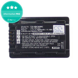 Akku batterie für Panasonic HC, HDC, SDR, 3000mAh, Li-Ion, 3.7V, VW-VBK360, HQ