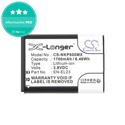 Akku batterie für Nikon Coolpix, 1700mAh, Li-Ion, 3.8V, EN-EL23, HQ