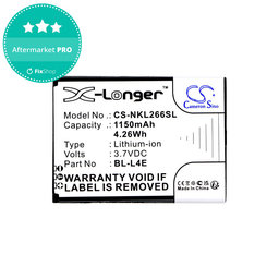 Batterie für Nokia 2660 Flip 4G, 1150mAh, Li-Ion, 3.7V, BL-L4E, HQ