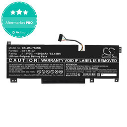 Akku batterie für MSI Pulse GL76, Katana GF66, Bravo 15, Crosshair 17, 4600mAh, Li-Pol, 11.4V, BTY-M492, HQ