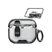 Silikonhülle mit Handy-Ständer und Karabiner für AirPods Pro 3, Schwarz