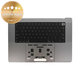 Oberer Tastaturrahmen für MacBook Pro 16" A2780 (2023), mit US-Tastatur und Akku, Space Gray, 661-32189, Genuine Apple