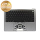 Oberer Tastaturrahmen für MacBook Pro 14", A2442 (2021), A2779 (2023), mit US-Tastatur und Akku, Space Gray, 661-32210, Genuine Apple