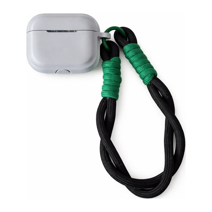 Silikonhülle für AirPods 1 und 2, Grau mit schwarzer Kordel