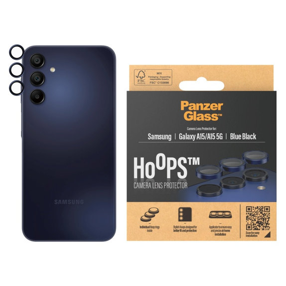 Kameralinsenschutz Hoops für Samsung A15/A15 5G, Blau/Schwarz, PanzerGlass