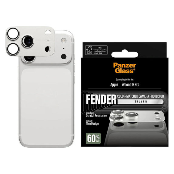 Fender Kameraobjektivschutz für iPhone 17 Pro, Silber, PanzerGlass
