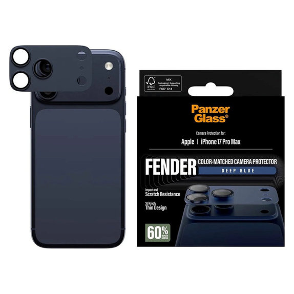 Fender Kameraobjektivschutz für iPhone 17 Pro Max, Blau, PanzerGlass