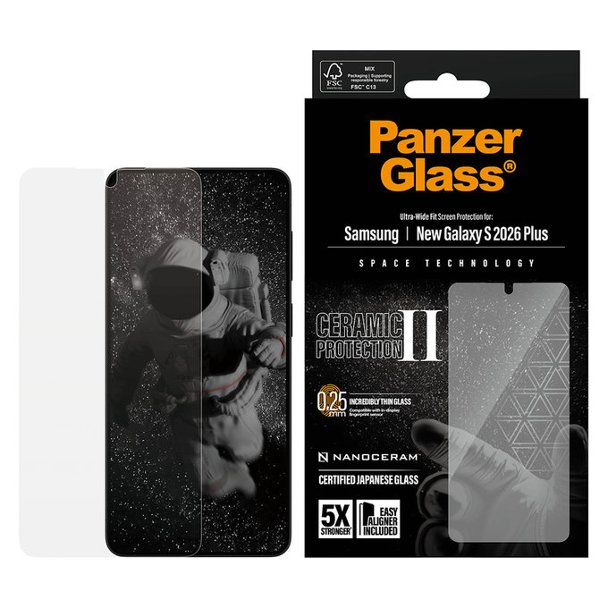 Panzerglas UWF Ceramic mit Applikator für Samsung Galaxy S26+, Klar, PanzerGlass