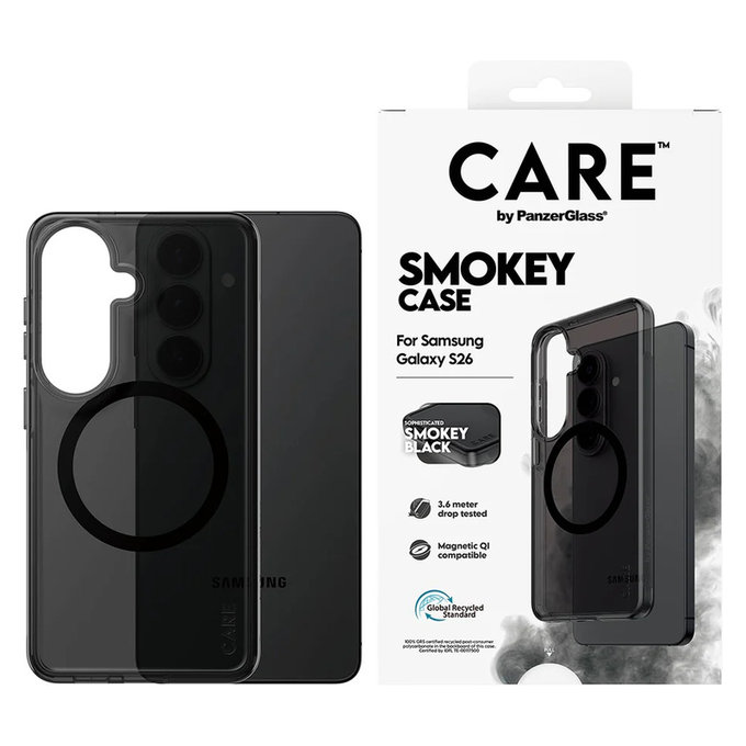Hülle Smokey mit schwarzem QI für Samsung Galaxy S26, Schwarz, PanzerGlass