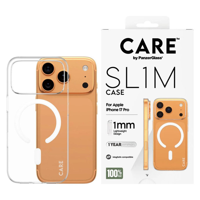 Hülle SL1M für iPhone 17 Pro, transparent, CARE