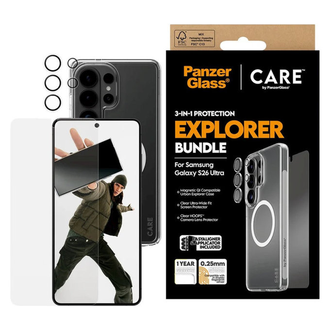 Bundle 3-in-1 Explorer für Samsung S26 Ultra, PanzerGlass